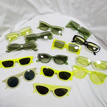 DYTYMJ Zaļās Saulesbrilles Sieviete Modes Jelly Krāsu Retro Cat Eye Toņos, Sieviešu, Saules Brilles Ceļojumu Gafas Hombre Vairumtirdzniecības Bulk 1