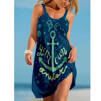 Enkura 3D Drukas Kleitas, Sexy Sievietes Pludmales Kleita Hawaii Boho O-veida Kakla Kleita bez Piedurknēm Vasaras Vintage Beachwear Sieviešu Puse Kleitas 1