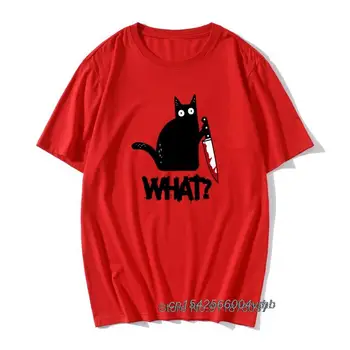 Funny Kaķis Vīriešu T Krekli Kaķis Ar Nazi Svaidīt Pew Pew Kaķis Jaunu Retro Topi, T Krekls Tīras Kokvilnas Iespiesti Grafiskais Tee Kreklu 1