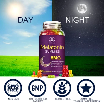HFU 5Mg Melatonīna Gummies Veselības Pektīns Izdomājums Trauksme, Stress Atvieglojums Palīdzēt Miega B6 Vitamīns Efektīva Miega Atpūtas Uzkodas 10PCS 1