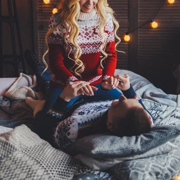 Ir 2021. Hollween Sieviešu džemperis vīra džemperis Ziemassvētku pāris adīts džemperis Džemperis lielizmēra par 2021 Rudens Ziemas 1