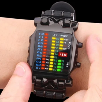 Jauno Modes Digitālo Pulksteņu Vīriešiem Binary LED Elektronisko Skatīties Radošo Krabju Luksusa Sporta Skatīties Vīriešu rokas Pulkstenis Vīriešu Pulkstenis 1