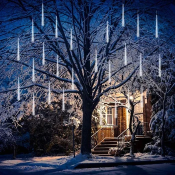 Jaunu Ziemassvētku Apgaismojums Āra saules Āra Ūdensizturīgs led Meteor Duša LED String Light brīvdienu Koku dārzs, dekoratīvās lampas 1