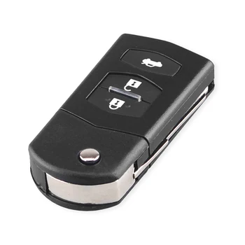 KEYYOU Priekš Mazda 3 5 6 Locīšanas Flip Tālvadības Auto Atslēgu Nomaiņa Black FOB Apvalks Gadījumā Fob 3 pogas, atslēgu Nomaiņa 1