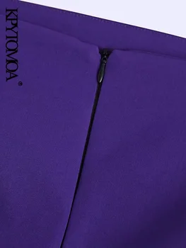 KPYTOMOA Sieviešu Modes Pusē Kroku Mini Svārki Vintage Augsta Vidukļa Atpakaļ Rāvējslēdzēju Sieviešu Svārki Mujer
