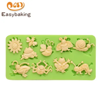 Kukaiņu Sērija Vairāku Dzīvnieku Formas 3D Silikona Kūka Pelējuma Virtuves Bakeware Pomādes Dekorēšanas par DIY Želejas Konfektes Mīklas Veidne 1