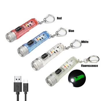 Mini Keychain Kabatas Lukturītis ar Sprādzes USB Lādējamu EDC LED Gaismas Lukturīti Lampas Ūdensizturīgs Pārnēsājams Gaismas Kempings 1