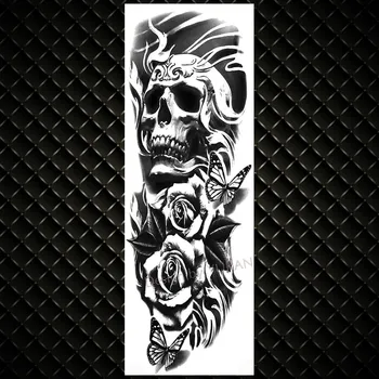 Monster Pūce, Vilks Pagaidu Tetovējumu Uzlīmes Pilnas Rokas Body Art Reāli Galvaskausa Rožu Tatoos Ūdensizturīgs Zvērs Tetovējumiem Vīrieši Sievietes 1