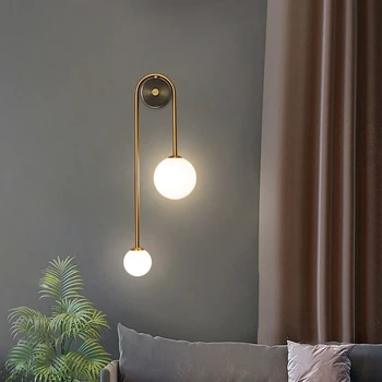 Mūsdienu LED Sienas Lampa ar Stikla Bumbiņu Abažūrs Zelta Mājas Dekors Dzīvojamā Istaba Guļamistaba Sconce Ziemeļvalstu Gaismekļa Gaismas 1
