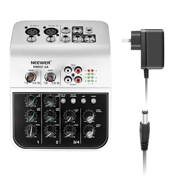 Neewer NW02-1A Miksēšanas pults Kompakta Audio Skaņas 4-Kanālu Mikseris Kondensatora Mikrofons, ar 48 V Fantoma Jaudu 1