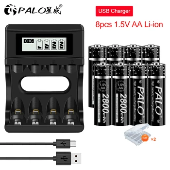 PALO 1,5 V AA Litija-jonu Baterijas, Akumulators, Lādētājs AA 1,5 V Li-ion (litija Batteria Lukturīšu Tālvadības Rotaļlieta