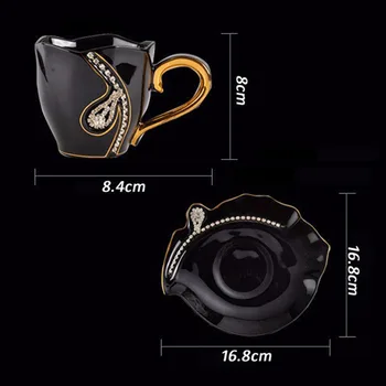 Personalizētu Luksusa Dāvanas, Ķīna Kafijas Tasi Iestatīt Papildu Diamante Tējas Krūzes Keramikas Pāris Porcelāna Tases 1