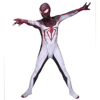 PS5 Km Morales Cosplay Kostīmu Supervaronis Zentai Jumpsuit Super-Dzejolis Km Morales Bodysuit Halloween Kostīmu Disfrace Pieaugušo 1