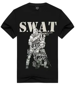 S. W. A. T T-Krekls (grafiskais swat komanda ieroči, armija, policija, trenažieru zāle vasaras tee) 1