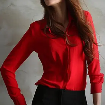 Sieviešu Modes Darbu Valkā Elegants Oficiālu Biroja Blūze Plus Lieluma Top Slim Krekls