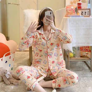 Sieviešu Sleepwear Pyjama Uzstādīt Modes Kokvilnas Sieviešu Pidžamas Komplekti Pavasara Rudens Sieviešu Naktsveļu Pijamas Mājas Tērps Jaunu Pjs Femme