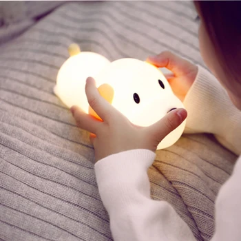 Silikona Suņu Formas Led Nakts gaisma USB Uzlādes Laiks Atmosfēru Lampas Bērnu Gultas Saprātīga Pat Lampas Apgaismojums piegāde 1