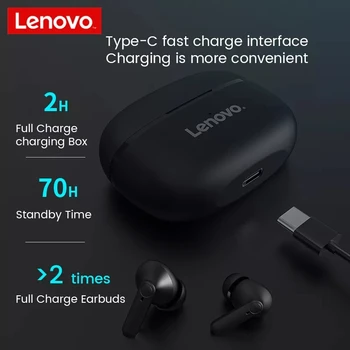 Sākotnējā Lenovo HT05 TWS Bluetooth saderīgas Austiņas Bezvadu Earbuds Sporta Austiņas Stereo Austiņas ar Mic Touch Kontroli 1