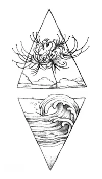 Tetovējumu Uzlīmes Mākslas Melns Balts Zīmējums Maz Elementu, Mazo Trīsstūris vilnis ziedu kalnu Ūdens Nodošanu Pagaidu Viltus tetovējums 1