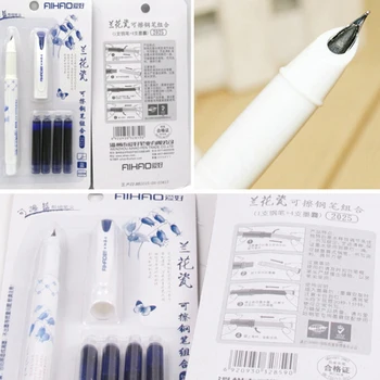 Tintes Pildspalva Jaunu Ministru Lakoti Plašu Nib ar 4gab zila tinte Zila balta porcelāna Pildspalvu 1
