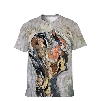 Vasaras Tendences 3D Druka T Kreklu Vīriešiem Un Sievietēm Anotācija Eļļas Glezniecības Stils ar Īsām Piedurknēm Gadījuma t-veida, Hip Hop, Rock Disco Topi 1