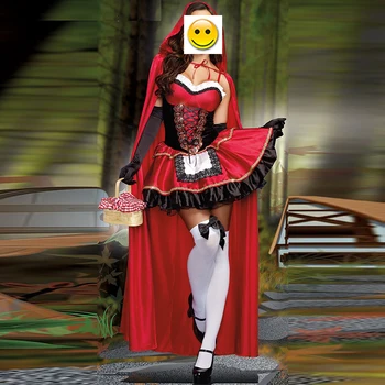 VASHEJIANG augstas kvalitātes Sexy Little Red Riding Hood Kostīms Sieviešu Halloween Kostīmi Princese Kleita Karnevāls Cosplay Masku 1