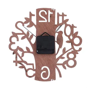 Vienkārša Koka Sienas Pulkstenis Koku formas Retro Radošo Zemu Enerģijas Patēriņu 22 cm Kārtā Guļamistabu Mājas Apdare 1