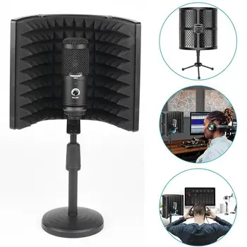 Vējš, Foldable Ekrāna Raidījums Studio Regulējams Leņķis Locīšanas Trokšņa Samazināšanas Skaņu Absorbējošus Mikrofons Vēja Ekrāna Shield 1