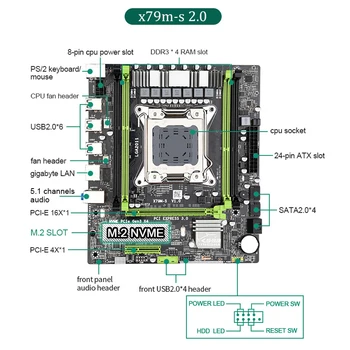X79 pamatplates, kas ar Xeon E5-2650 V2 CPU LGA2011 kombinācijas 4*4 GB = 16GB 1333Mhz DDR3 atmiņas RAM, GTX 950 2GB vēsāks kombinācija 1