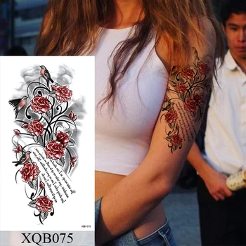 Ūdensnecaurlaidīgus Pagaidu Tetovējumu Uzlīmes Ziedu Rožu Flash Tetovējumiem Lalash Tetovējumiem Čūska Lauva Body Art Roku Viltus Piedurknēm Tetovējums Sievietēm 1