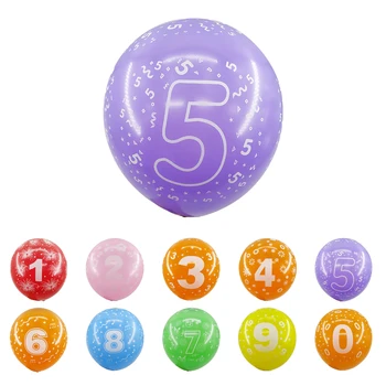 10pcs 12inch Numuru Balonu Skaits Sajauc Krāsas Lateksa Baloni Digitālo Ballon 1Years Veco Dzimšanas dienas svinības Dekoriem Bērnu Duša 2