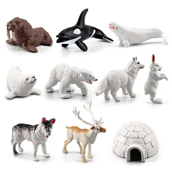 10x Spilgti Arktikas Dzīvnieku Modeļa Displeja Aksesuārus Mini Figūriņas Modeļi Rotaļlietas Jauno Gadu Dzimšanas dienā, Ziemassvētku Puse 2