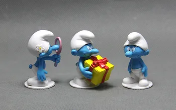 12 Stilu Disney Anime Multfilmu Smurfs PVC Attēls Modelis Rotaļlietas Cute Zils Gara Lelle Kūka Decora Dāvanu Bērniem 3-6cm 2