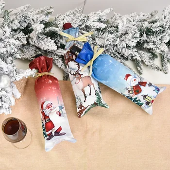 1Pc Ziemassvētku Radošā sarkanvīna Pudeli Uzstādīt Ziemassvētku Vakariņas Puse Santa Claus, Sniegavīrs Briežu Pudeles Vāciņu Ziemassvētku Dāvanu Maisu Mājas Dekoru 2