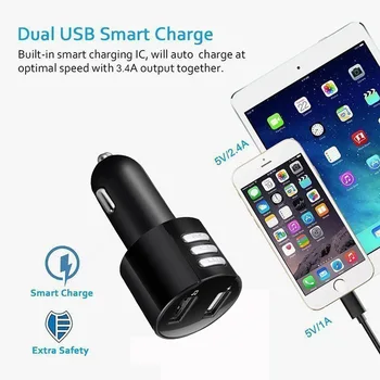 2.4. 1A Dual USB Auto Lādētājs Universāls 12V Automašīnas piepīpētāja Lādētājs Ligzdas Adapteris Priekš iPhone, Samsung Tālruni 2