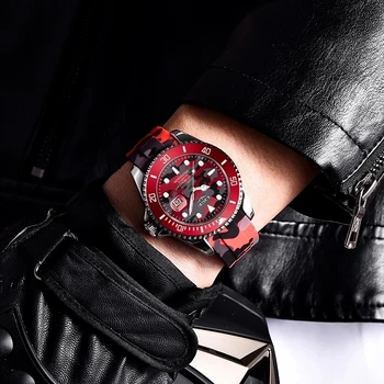 2022 Jaunu Modes Vīriešu Pulksteņi LIGE Top Zīmola Luksusa Maskēties Kvarca Rokas pulksteni Sporta Red Silikona Skatīties uz Vīriešiem Reloj Hombre 2