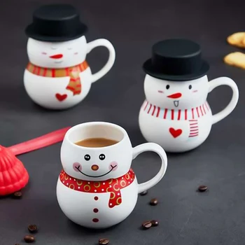 350ML Personalizētu Sniegavīrs Keramikas Krūze Ar Vāku Rudenī Izturīgs Ziemassvētku Kafijas Piena Kausa Dāvanas Ģimenes Pāriem Un Draugiem 2