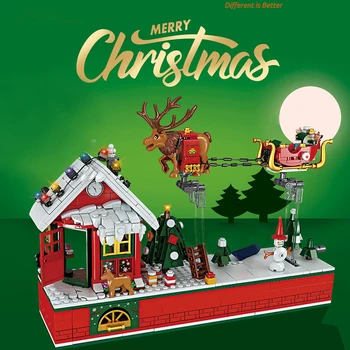940pcs Km Ziemassvētku Radošā Santa Claus, kas Peld Puse Nosaka Modeļa Juguetes Celtniecības Bloki Diy Ķieģeļi Bērniem, Meitenēm, Dāvanu Rotaļlietas 2