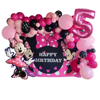 95pcs Disney Minnie Mouse Arch Vainags Komplekts Bērniem Dzimšanas dienas ballīti Lateksa Balons Rozā Kāzu Dekori, Baloni, Bērnu Duša, Gaisa Globos 2