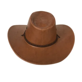 Amerikas visvairāk classic kovboju cepure ādas imitācijas kovboju cepure vīriešu braucējs cepuri панама fedora cepuri Panama virvju aksesuāri 2