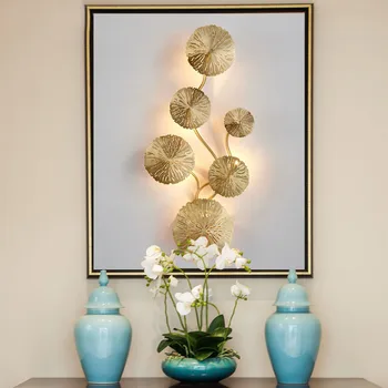 Artpad Mūsdienu Vara Lotus Leaf Sienas Lampas Zelta G4 Spuldze iekļauta Dzīvojamā Istaba Guļamistaba Dekori Sienas Sconce Iekštelpu Kāpņu Apgaismojums 2
