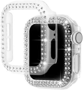Dimanta Bufera Aizsardzības Gadījumā ar Apple Skatīties Vāku Sērija 6 SE 5 4 3 21 38MM 42MM Pulksteni Iwatch 40mm 44mm skatīties piederumi 2