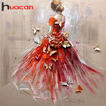 Huacan 5D Dimanta Krāsošana Sieviete Jaunas Ielidošanas Pilnu Kvadrātveida&Apaļā Dimanta Izšuvumi Mozaīkas portrets Mākslas Mājas Dekoru 2