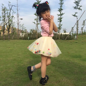 Ir 2021. Vasaras Bērnu MultilayerTutu Svārki Krāsains Pom Pom Princese Mini Kleita Bērnu Apģērbu Pettiskirt Meitene Drēbes sk19022 2