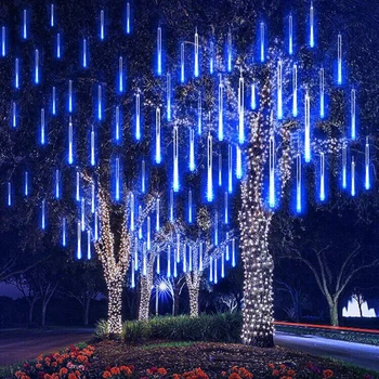 Jaunu Ziemassvētku Apgaismojums Āra saules Āra Ūdensizturīgs led Meteor Duša LED String Light brīvdienu Koku dārzs, dekoratīvās lampas 2