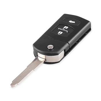 KEYYOU Priekš Mazda 3 5 6 Locīšanas Flip Tālvadības Auto Atslēgu Nomaiņa Black FOB Apvalks Gadījumā Fob 3 pogas, atslēgu Nomaiņa 2