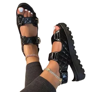 Sandalias Mujer Ir 2021. Sieviešu Ķīļveida Papēžiem Kurpes Sieviešu Vasaras Ērtas Sandales Slip-on Dzīvoklis Sandales Platformas Kurpes Sandalias 2