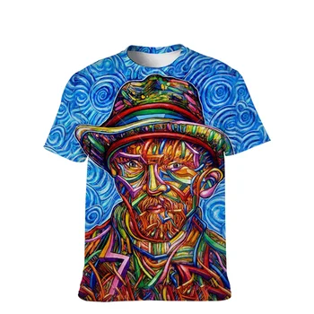 Vasaras Tendences 3D Druka T Kreklu Vīriešiem Un Sievietēm Anotācija Eļļas Glezniecības Stils ar Īsām Piedurknēm Gadījuma t-veida, Hip Hop, Rock Disco Topi 2