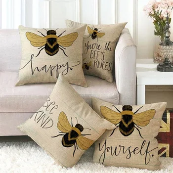 Vēstule dzeltena, bitīte, mākslas, dizaina, mazo un svaigu, spilvendrāna, spilvens segums, dīvāns, auto, mājas apdare 2