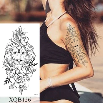 Ūdensnecaurlaidīgus Pagaidu Tetovējumu Uzlīmes Ziedu Rožu Flash Tetovējumiem Lalash Tetovējumiem Čūska Lauva Body Art Roku Viltus Piedurknēm Tetovējums Sievietēm 2